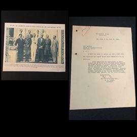 1929 letter from Governor H.M Towner (1923-1929) addressed to the Speaker of the Puerto Rico House of Representative. $800