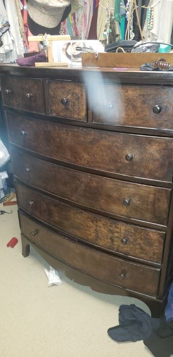 7 drawer dresser, leather overlay