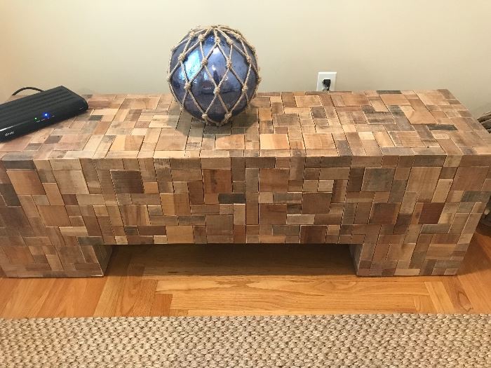 Butcher block style coffee table