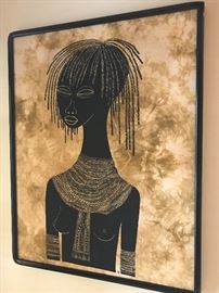 African Painting on Fabric purchased in Africa 60 years ago.