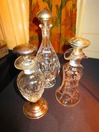 Sterling top cruets and bottles