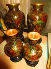 Cloisonne cabinet vases