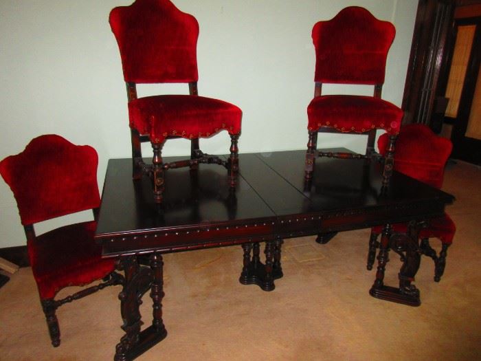 Jacobean style dining table and chairs