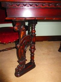 Detail of leg of jacobean style dining table