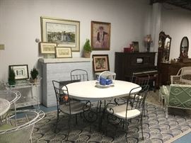 Kincaid wood table on metal base with 4 chairs