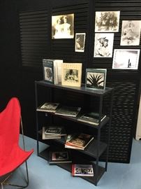 Vintage black and white photos. Collection of photography books.