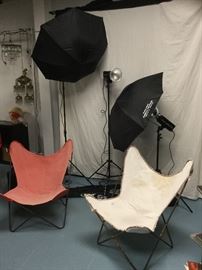 Knoll Hardoy butterfly chairs with original slings.