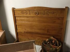 Eastlake spoon carved headboard and footboard