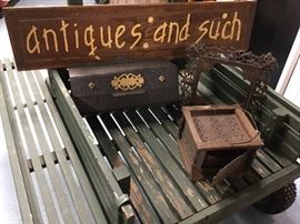 Vintage house mount mailbox. Antique ornate grate. Antique foot warmer.