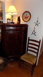 antique chair and corner cabinet