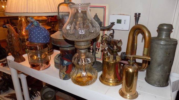 vintage lamps and brass items