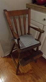 antique wooden childs high chair