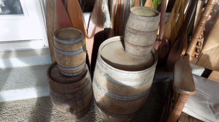 old wooden barrels