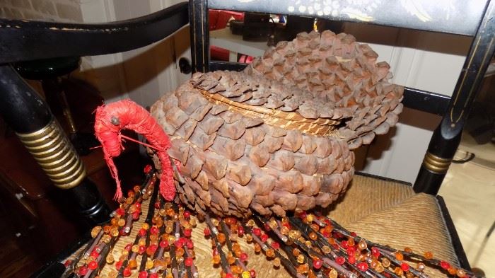 antique handmade turkey basket