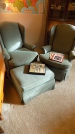 pair swivel rockers with matching ottoman