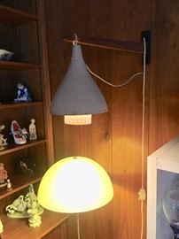 MID CENTURY MODERN TEAK SWING ARM LIGHTING