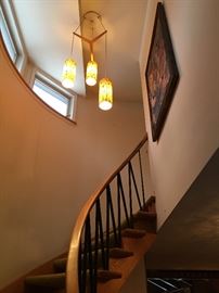 TEAK 3 CYLINDER DANISH CHANDELIER