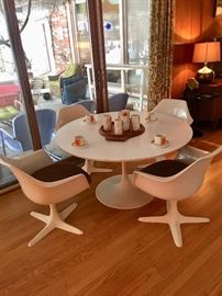 BURKE TABLE AND CHAIRS, DISHWARE, DANSK CUTTING BOARD
