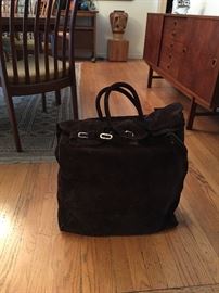 CHOCOLATE SUEDE TRAVEL BAG