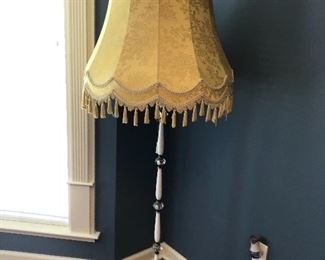 Vintage European floor lamp with Victorian style bell shade. 