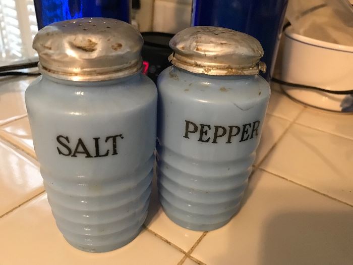 Blue Vintage Salt and Pepper