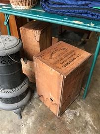 Wood Boxes and kerosene heater