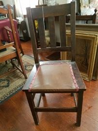 Stickley side chair.  Metal plate on bottom of chair