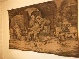 1900's Tapestry - "Artist in Tavern" by D'apres F. Finea