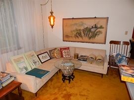 Mid Century Sectional, Lamps, Decor