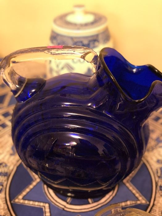 Beautiful Vintage blue cobalt pitcher
