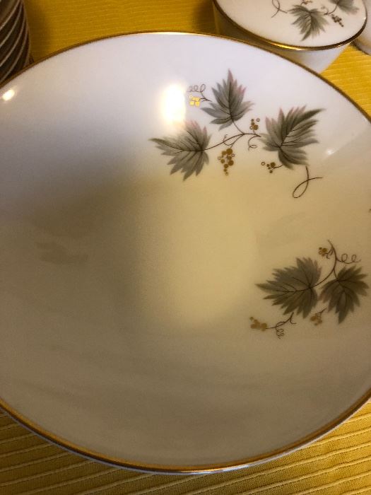 Noritake Fantasia China #7532 (total of 93 pieces of china) (1) large platter, (14) cups, (14) saucers, (11) bread plates, (12) fruit/desert bowls, (12) soup bowls, (1) serving bowl, (12) salad plates, (1) gravy boat, (1 set) cream/sugar, (1) oval serving bowl, (1) oval platter.