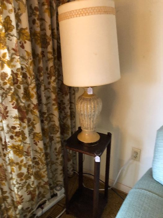 MCM Lamp $20, Plant Stand $8