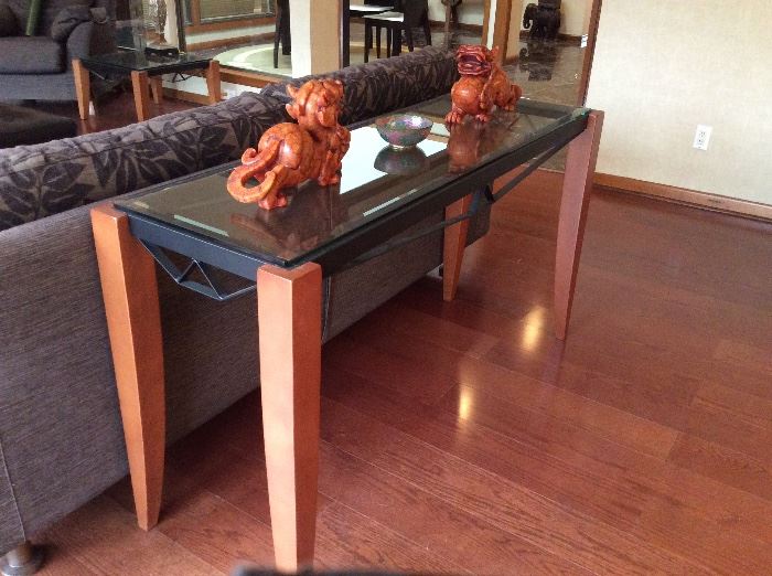 contemporary sofa table  Has matching side table and coffee table