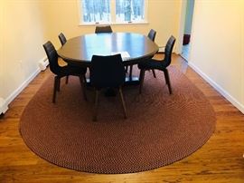 Restoration Hardware Oval Table 29H 83L 59W Table has 1 sleeve and Rug&nbsp;
