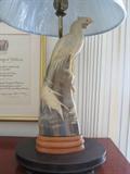 Pair of carved horn lamps.