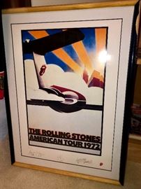 Rolling Stones Lithograph Poster. (Not real autographs) 