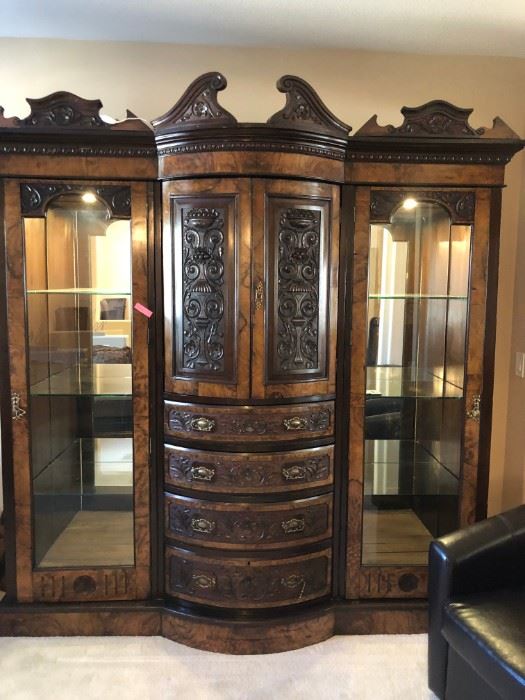 Gorgeous carved lighted display cabinet