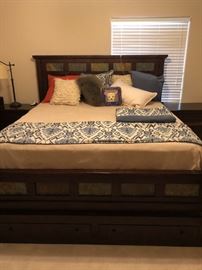 King Bedroom set with storage drawers below and matching end tables