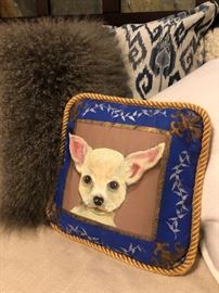Hand painted Chihuahua pillow