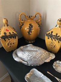Lots of pewter and unique decor pieces