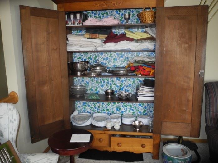 Inside of antique armoire/cupboard
