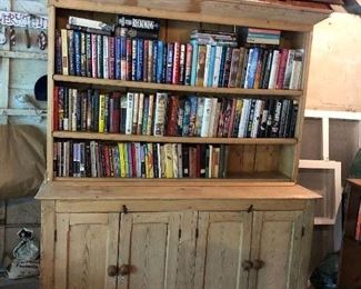 BOOKS IN EVERY corner!! Irish vintage cabinet