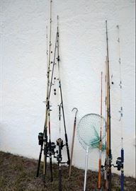 Fishing poles and fishing equipment