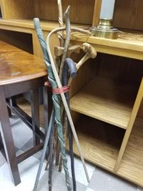 multiple vintage canes