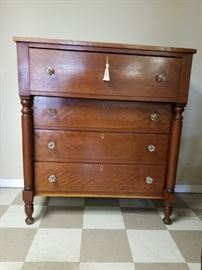 TN early walnut chest with diamond inlay escutcheonss