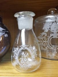 Etched apothecary bottle