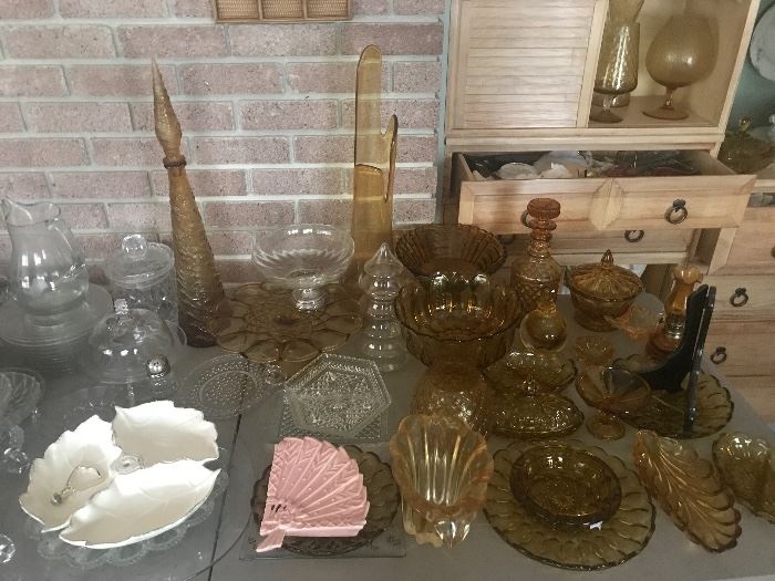 Lots of Amber glass  - Fostoria and more