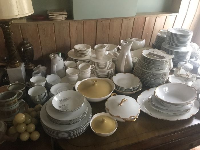 4  sets of amazing China - Limoges, Kent, Lenox Flower Song,  MCM Raymor Universal Golden Burst