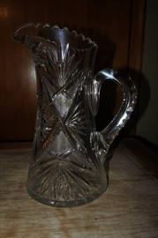 Diamond Cut Crystal Water Pitcher