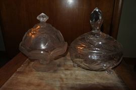 Glass Candy Dish and Crystal Salt Dip